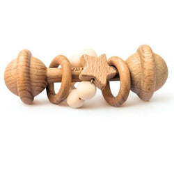 White | Wooden Rattle Toy Wooden Teether OB "Designs to Delight!" 