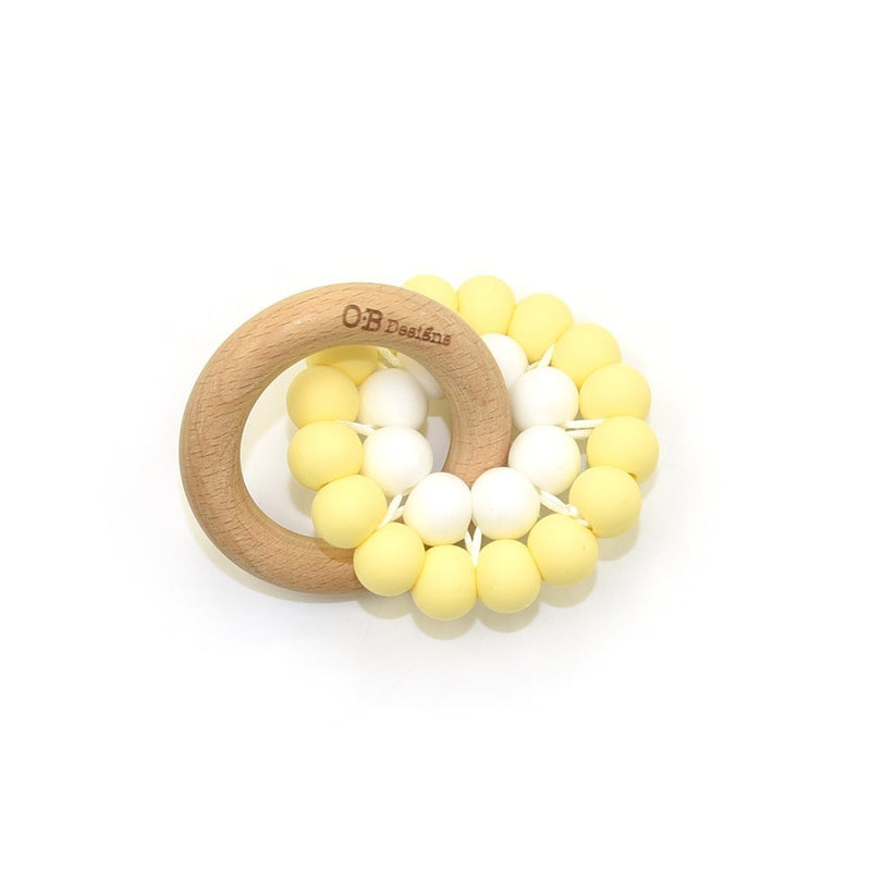 Lemon | Eco-Friendly Teether | Organic Beechwood Silicone Toy Wooden Teether O.B. Designs Baby Toys - Plush Toys - Crochet Blankets Ethically Made 