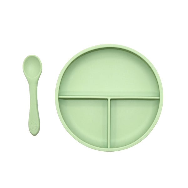 Suction Divider Plate & Spoon Set | Mint O.B. Designs Baby Toys - Plush Toys - Crochet Blankets Ethically Made 