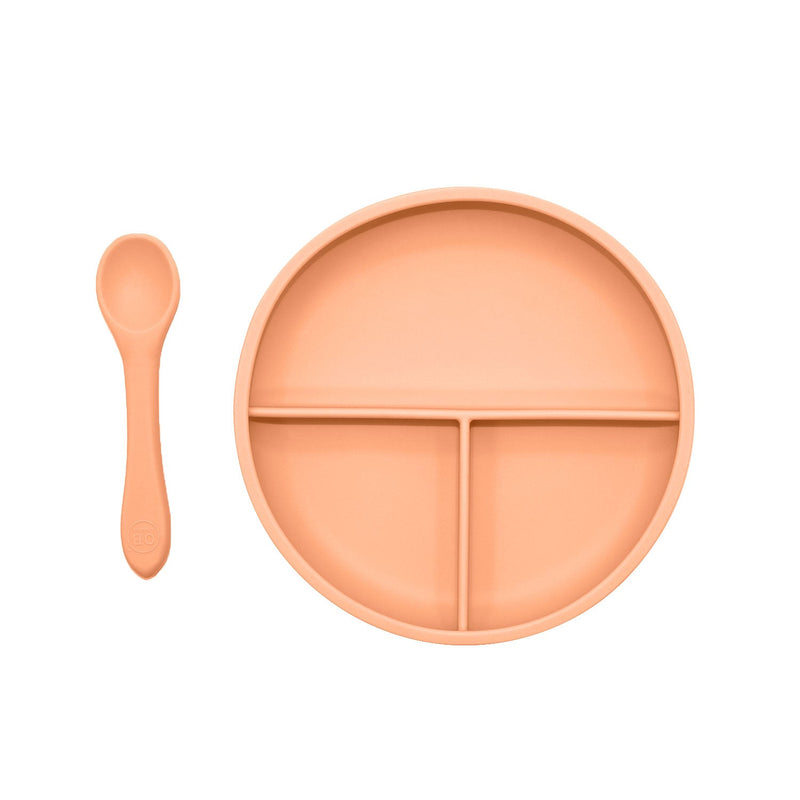 Suction Divider Plate & Spoon Set | Peach O.B. Designs Baby Toys - Plush Toys - Crochet Blankets Ethically Made 