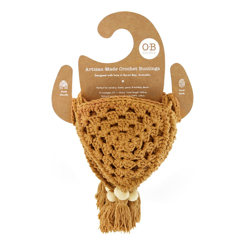 Cinnamon Crochet Bunting Flag Decor Range O.B. Designs Baby Toys - Plush Toys - Crochet Blankets Ethically Made 