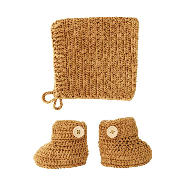 Cinnamon | Crochet Bonnet & Bootie Set | Handmade | OB Designs Decor Range O.B. Designs Baby Toys - Plush Toys - Crochet Blankets Ethically Made 