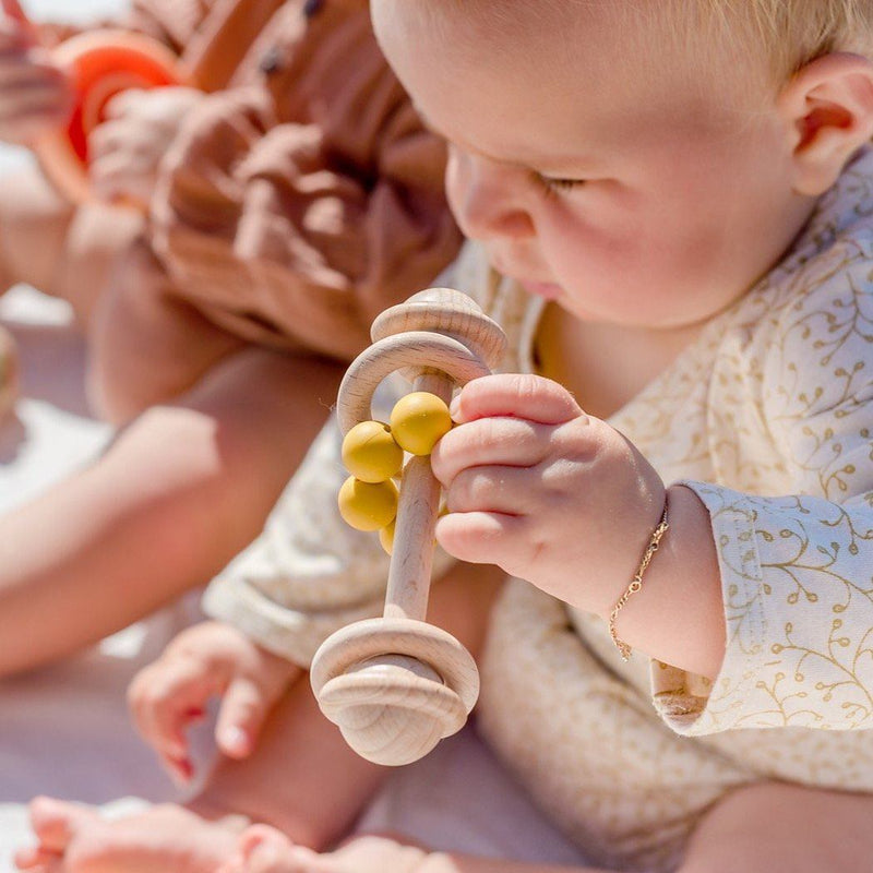 Blush | Eco-Friendly Rattle | Organic Beechwood Silicone Toy Wooden Teether O.B. Designs Baby Toys - Plush Toys - Crochet Blankets Ethically Made 