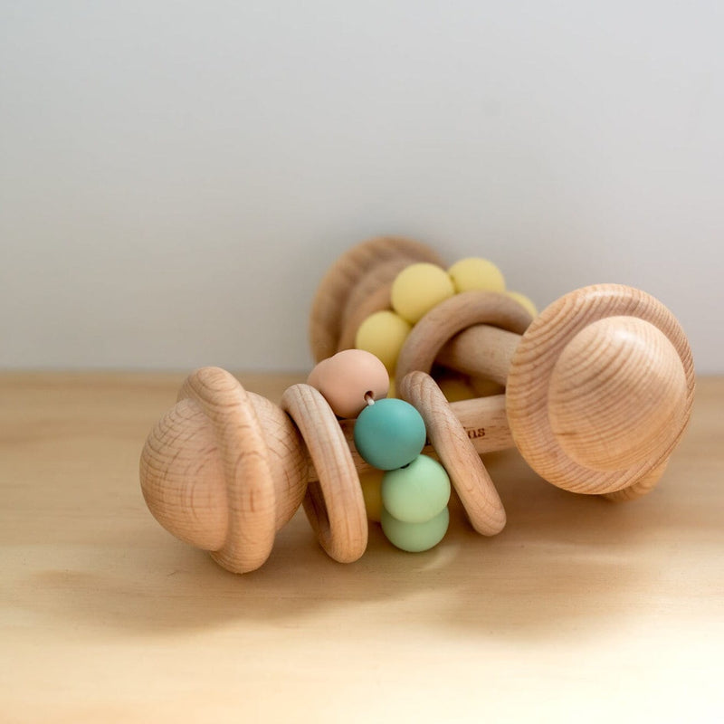 Pastel Multi Color | Wooden Rattle Toy Wooden Teether O.B. Designs Baby Toys - Plush Toys - Crochet Blankets Ethically Made 