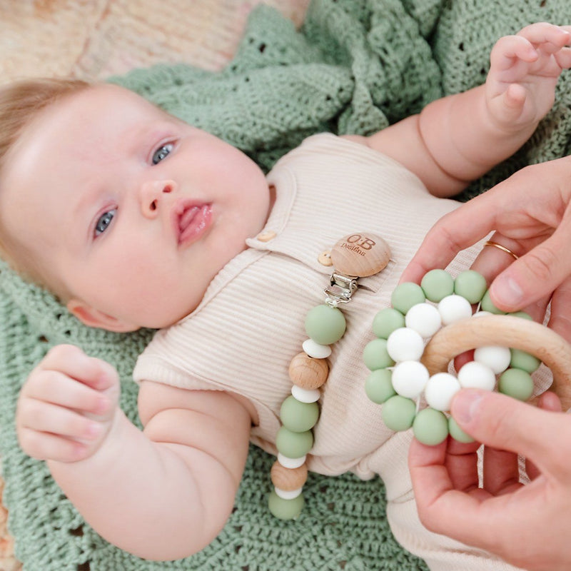 Sage Eco-Friendly Dummy Chain eco-friendly dummy chain O.B. Designs Baby Toys - Plush Toys - Crochet Blankets Ethically Made 