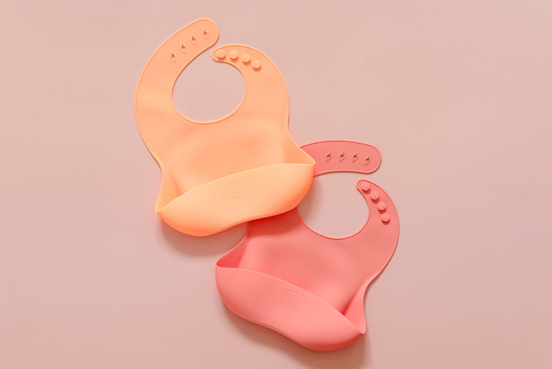 PRE-ORDER Silicone Bib | Peach O.B. Designs Baby Toys - Plush Toys - Crochet Blankets Ethically Made 