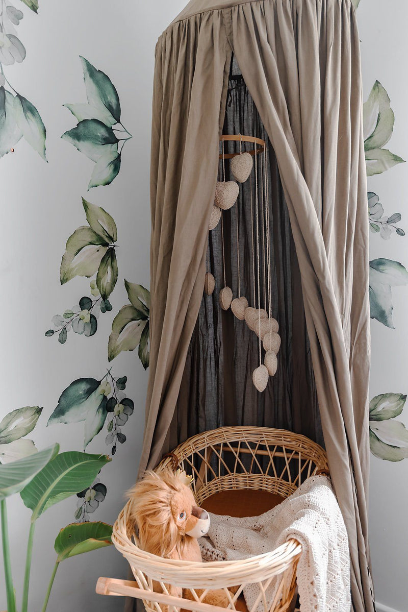 Safari Green Linen Canopy | Boho Luxurious Canopies | Handmade O.B. Designs Baby Toys - Plush Toys - Crochet Blankets Ethically Made 