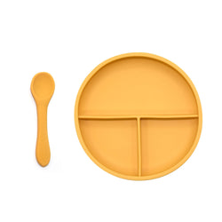 Suction Divider Plate & Spoon Set | Mango O.B. Designs Baby Toys - Plush Toys - Crochet Blankets Ethically Made 