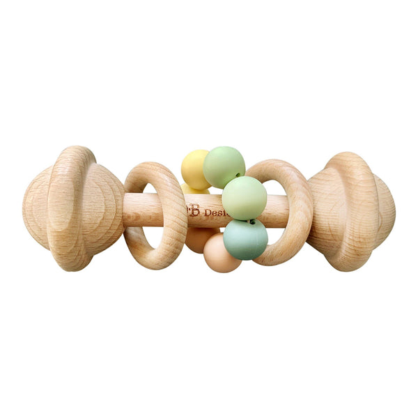 Pastel Multi Color | Wooden Rattle Toy Wooden Teether O.B. Designs Baby Toys - Plush Toys - Crochet Blankets Ethically Made 