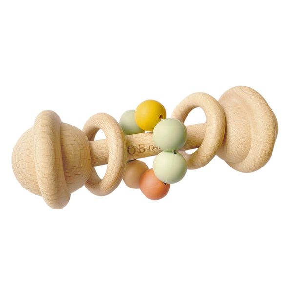 Eco-Friendly Rattle | Ethically Made | Multi-colour | Organic Beechwood Silicone Toy | O.B. Designs Australia