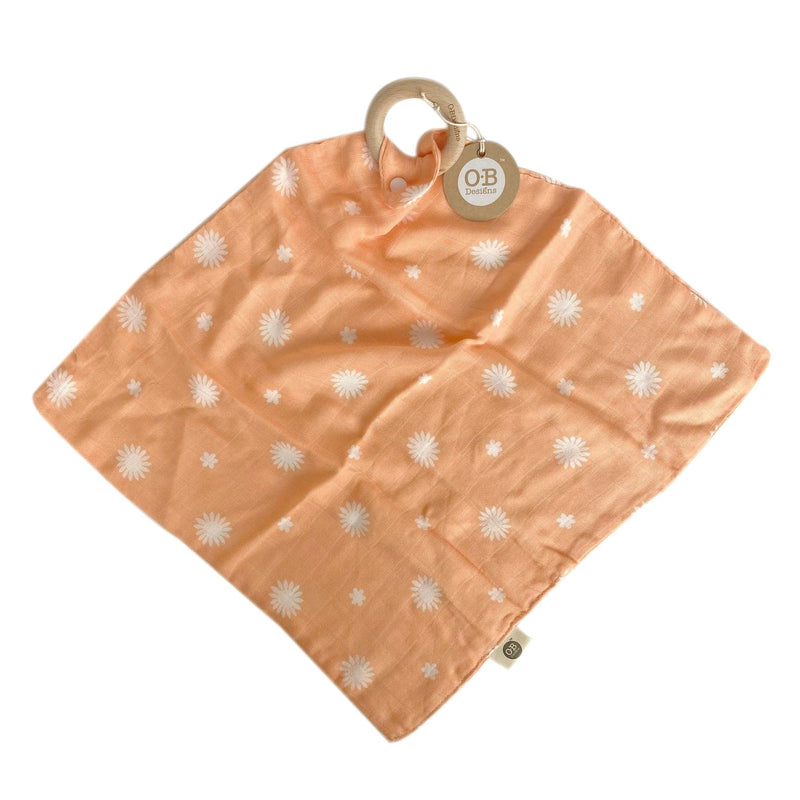 Peach Muslin Security Blanket | Eco-Friendly | Ethically Made | Daisy Print | O.B. Designs Australia