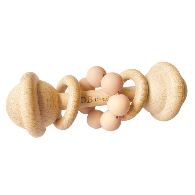 Eco-Friendly Rattle | Ethically Made | Blush | Organic Beechwood Silicone Toy | O.B. Designs Australia