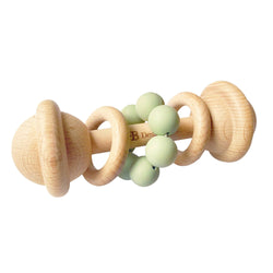 Eco-Friendly Rattle | Ethically Made | Sage | Organic Beechwood Silicone Toy | O.B. Designs Australia