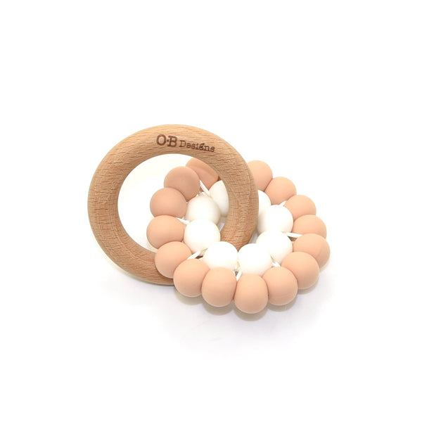 Blush Pink | Eco-Friendly Teether | Organic Beechwood Silicone Toy Wooden Teether O.B. Designs Baby Toys - Plush Toys - Crochet Blankets Ethically Made 