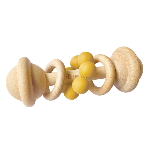 Eco-Friendly Rattle | Ethically Made | Turmeric | Organic Beechwood Silicone Toy | O.B. Designs Australia