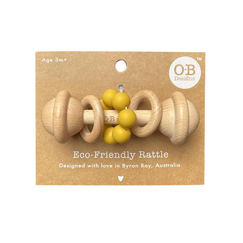 Turmeric | Eco-Friendly Rattle | Organic Beechwood Silicone Toy Wooden Teether O.B. Designs Baby Toys - Plush Toys - Crochet Blankets Ethically Made 