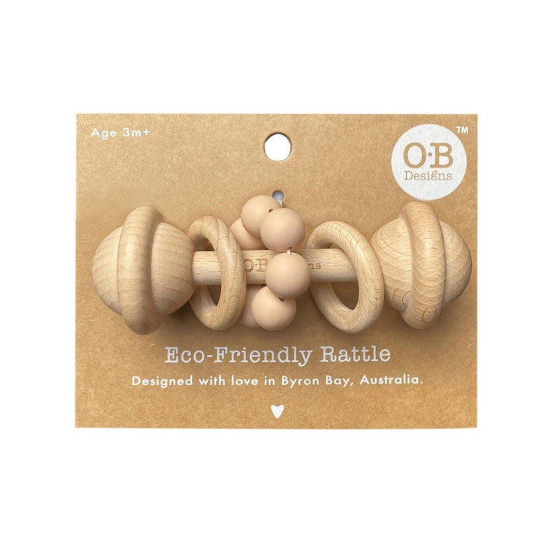 Blush | Eco-Friendly Rattle | Organic Beechwood Silicone Toy Wooden Teether O.B. Designs Baby Toys - Plush Toys - Crochet Blankets Ethically Made 
